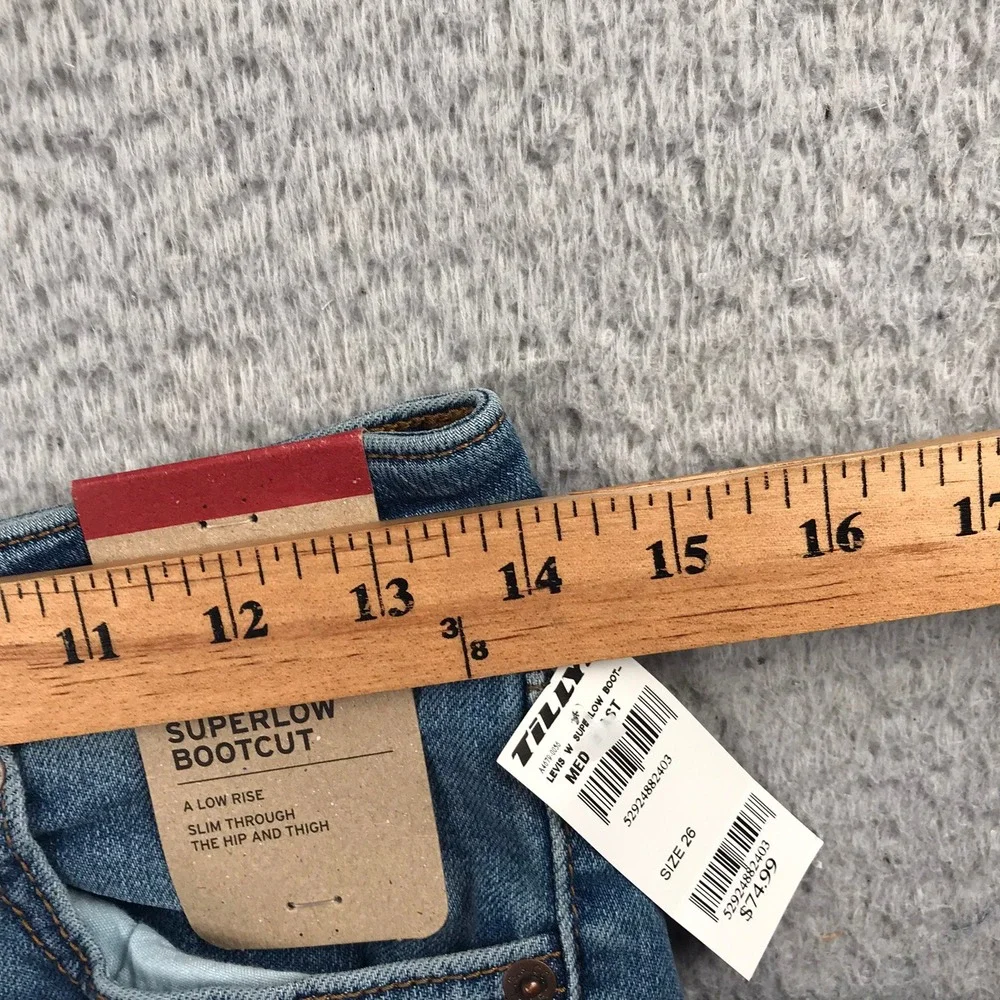 Levis Superlow Bootcut Jeans Women 26 Blue Low Rise Slim Stretch Denim NEW NWT